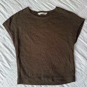 Zara Olive Brown Short Sleeve Cropped Tee